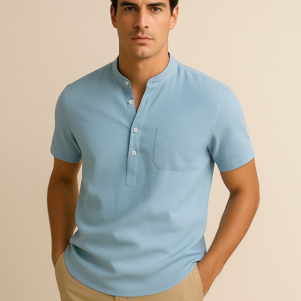 Men’s Cotton-Linen Henley Shirt