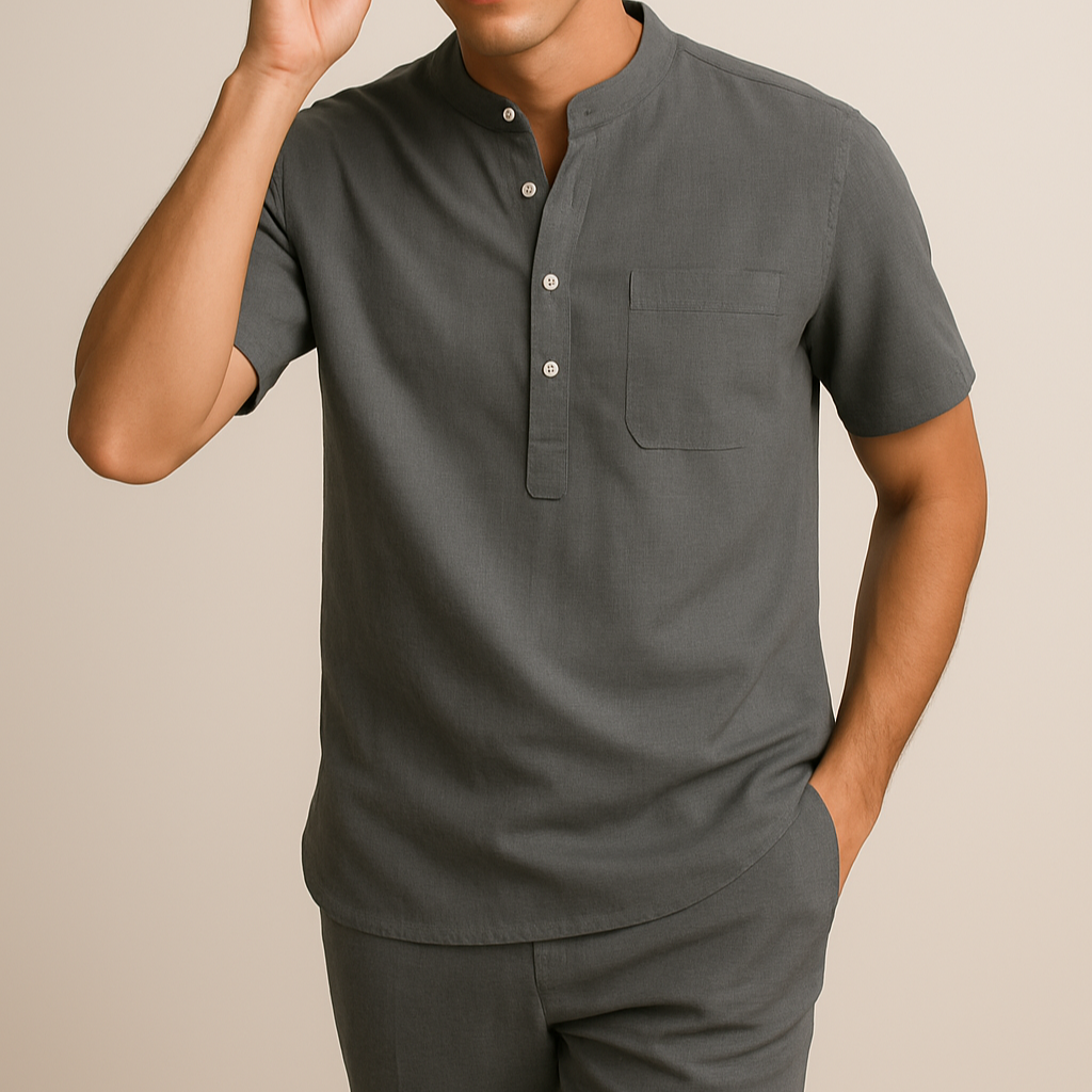 Men’s Cotton-Linen Henley Shirt